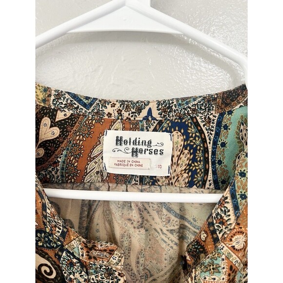 ANTHROPOLOGIE by HOLDING HORSES Paisley Palette Shirtdress DRESS 10 Top Large - Picture 4 of 11
